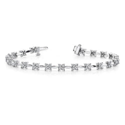 Sparkling Prong Set Round 4.40 Carats Tennis Bracelet Genuine White Gold 14K