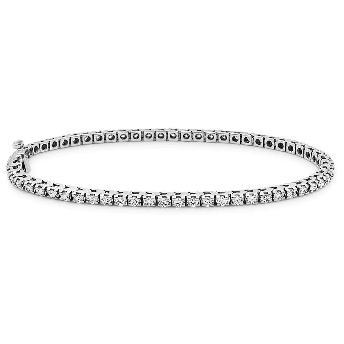 Sparkling Real Diamond Lady Tennis Bracelet Prong Set 3.10 Carat WG 14K