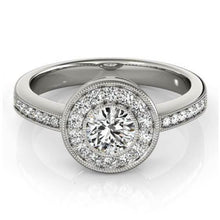 Sparkling Real Diamonds Halo Engagement Ring Gold White 14K