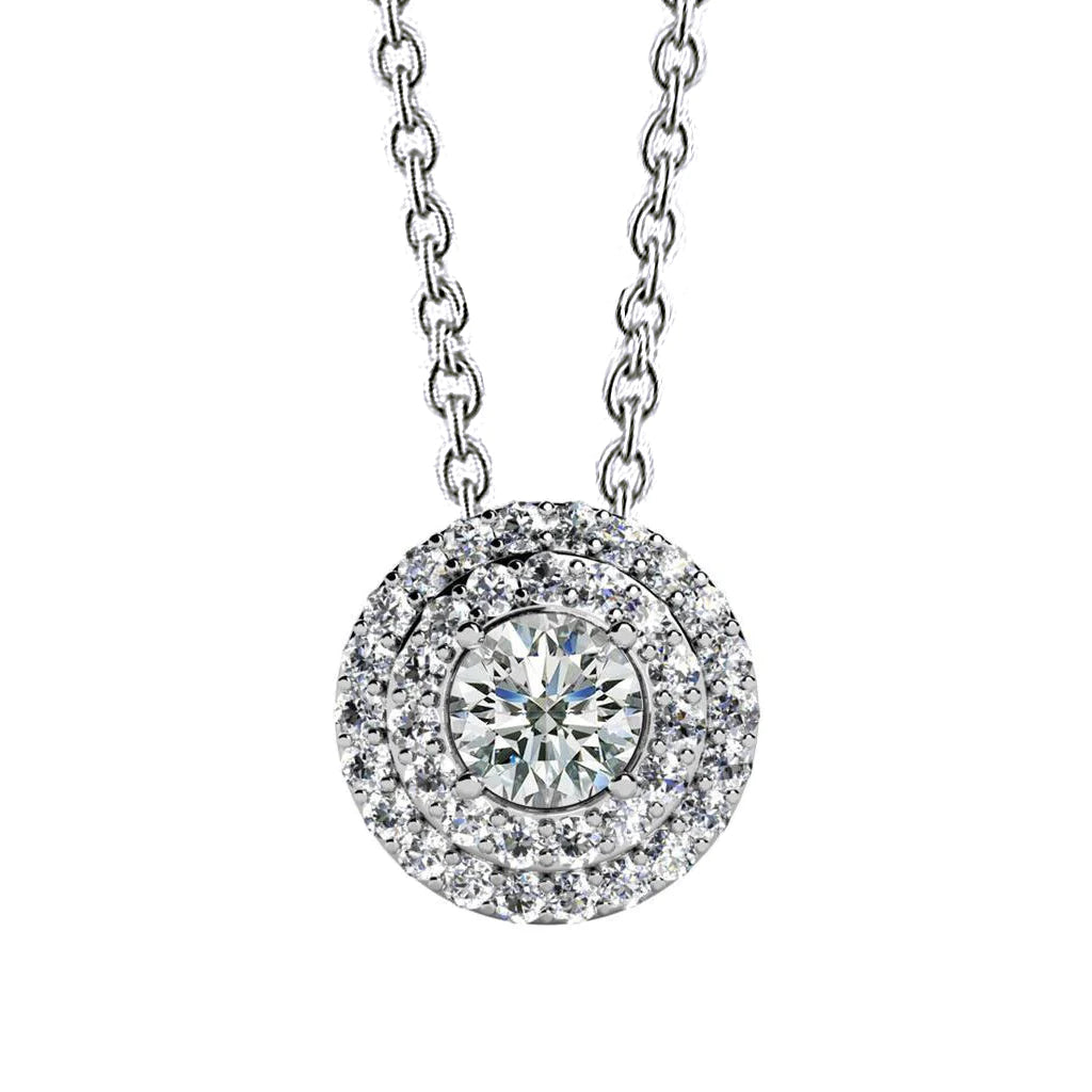 Sparkling Round Brilliant Real 1.87 Ct Diamonds Pendant Necklace