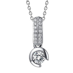 Sparkling Round Cut 1.70 Ct Real Natural Earth Mined Diamonds Necklace Pendant White Gold 14K