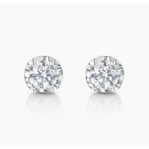 Sparkling Round Cut 2.00 Carats Real Diamonds Studs Earrings White Gold