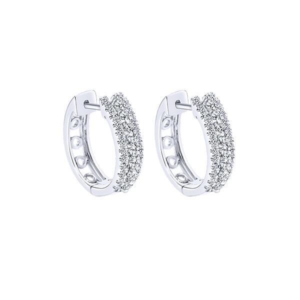 Sparkling Round Cut 3 Ct Diamonds Lady Hoop Earrings Genuine White Gold 14K