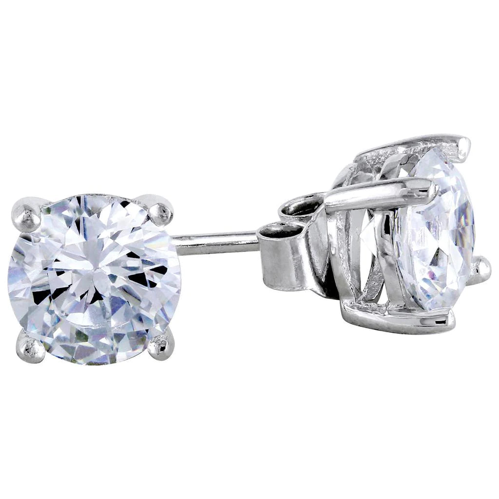 Sparkling Round Cut 3.20 Ct Real Diamonds Lady Studs Earring White Gold 14K