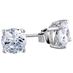 Sparkling Round Cut 3.20 Ct Real Diamonds Lady Studs Earring White Gold 14K