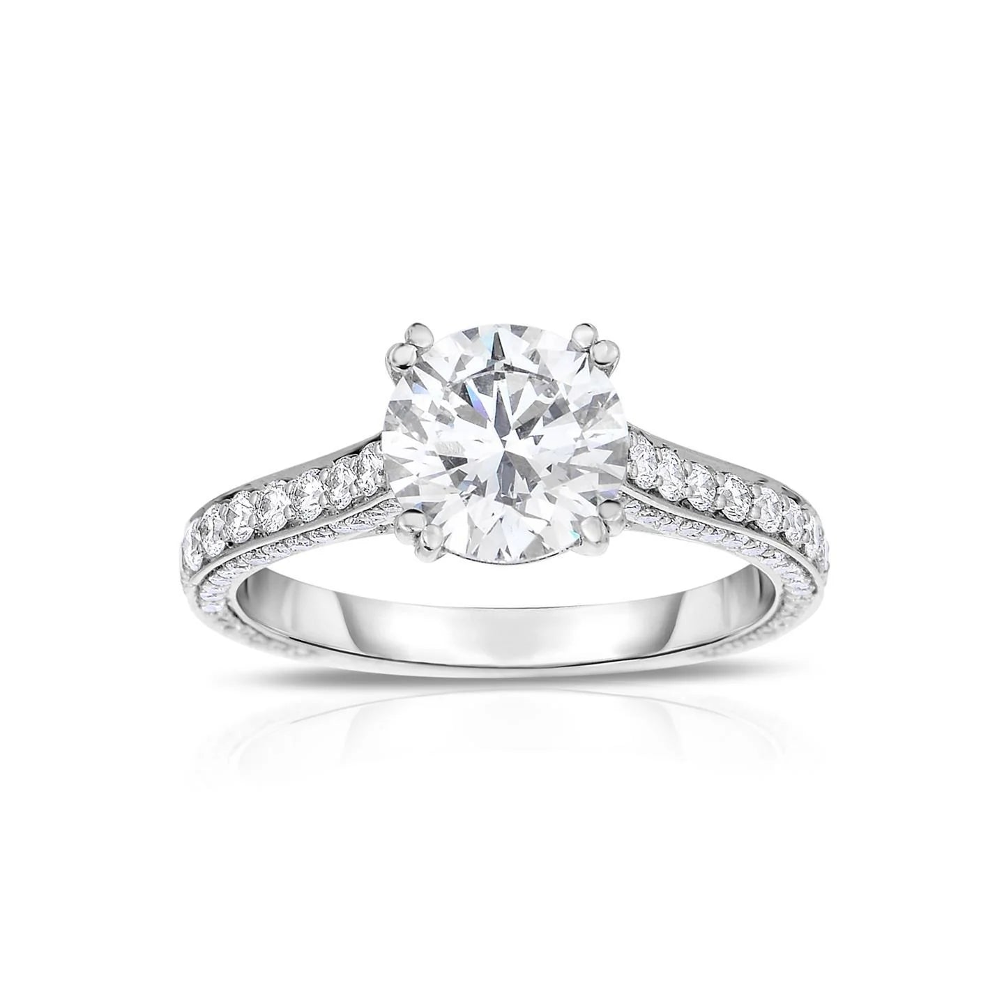 Sparkling Round Cut 3.75 Carats Genuine Diamond Anniversary Ring Prong Set
