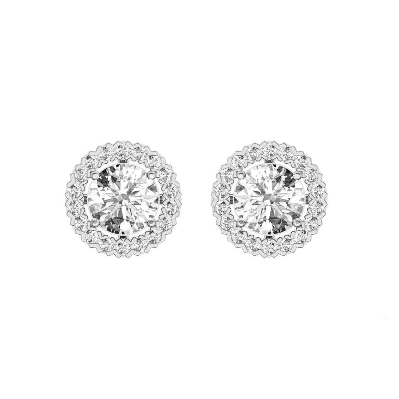 Sparkling Round Cut 3.90 Carats Real Diamond Ladies Stud Halo Earrings