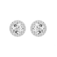 Sparkling Round Cut 3.90 Carats Real Diamond Ladies Stud Halo Earrings