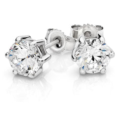 Sparkling Round Cut 4 Ct Real Diamonds Lady Studs Earring White Gold