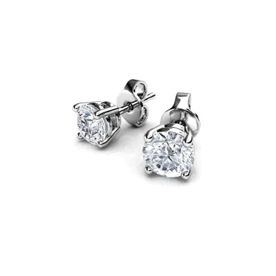 Sparkling Round Cut 4.40 Carats Real Diamonds Studs Earrings Wg 14K