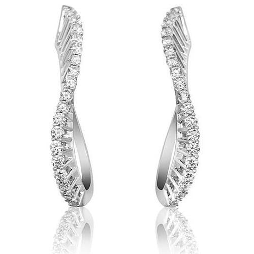 Sparkling Round Cut 4.40 Ct Real Diamonds Women Hoop Earrings White Gold
