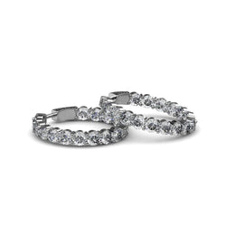 Sparkling Round Cut 4.50 Carats Real Diamonds Hoop Earrings White Gold