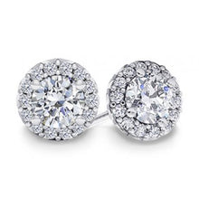 Sparkling Round Cut 4.60 Carats Real  Diamonds Studs Halo Earrings Wg 14K