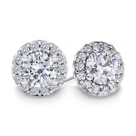 Sparkling Round Cut 4.60 Carats Real  Diamonds Studs Halo Earrings Wg 14K