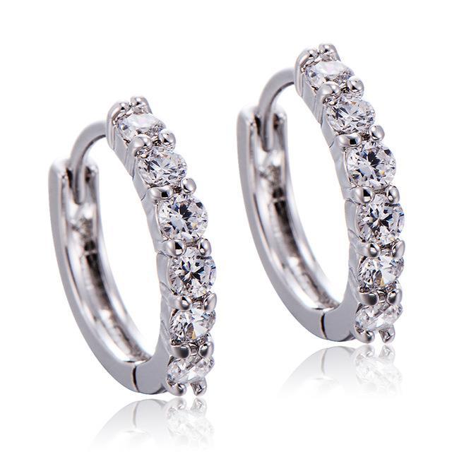 Sparkling Round Cut Genuine 3 Ct Diamonds Ladies Hoop Earrings White Gold 14K
