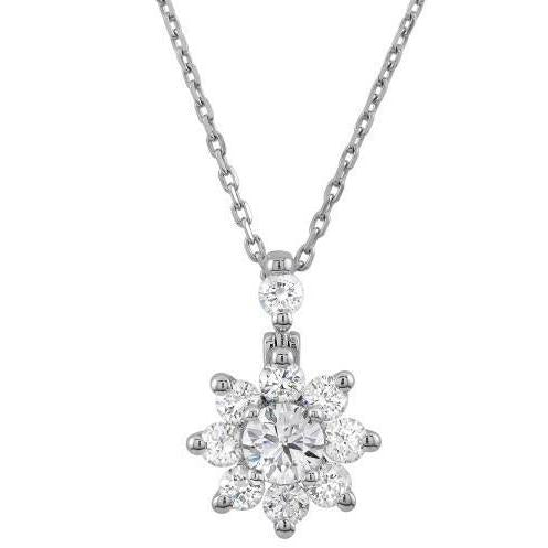 Sparkling Round Cut Genuine Diamond Pendant Necklace 3.95 Carat White Gold 14K