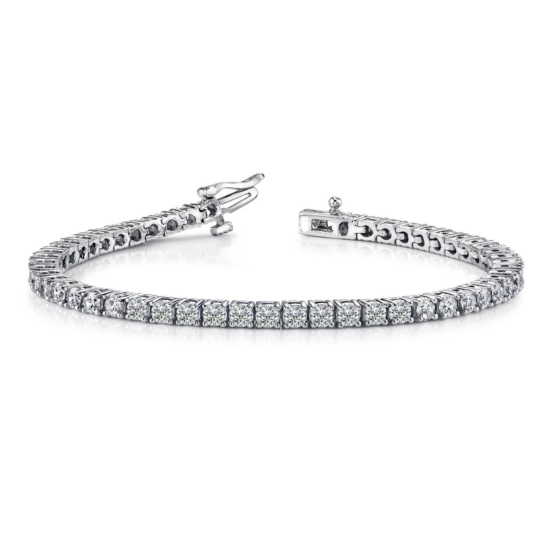 Sparkling Round Cut Genuine Diamonds Tennis Bracelet White Gold 5 Carats