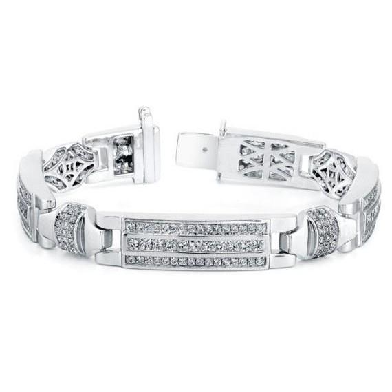 Sparkling Round Cut Natural 12 Carats Diamonds Men's Bracelet