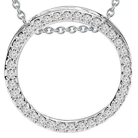 Sparkling Round Cut Natural Diamond Circle Pendant Necklace 2.50 Carat WG 14K