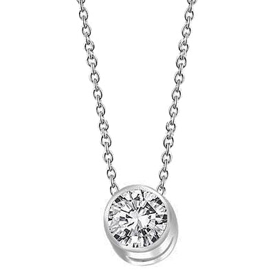 Sparkling Round Cut Natural Diamond Necklace Pendant 1.0 Carat White Gold 14K
