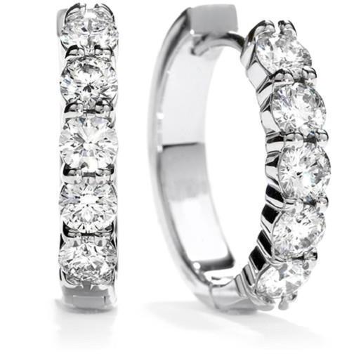 Sparkling Round Cut Real Diamond Ladies Hoop Earrings 3 Carat WG 14K