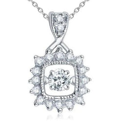 Sparkling Round Cut Real Diamond Pendant Necklace 3.0 Carat White Gold 14K