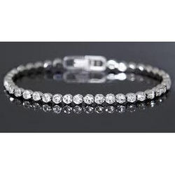 Sparkling Round Cut Natural Earth Mined Diamond Tennis Bracelet White Gold 14K 4.80 Carats