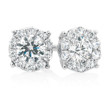 Sparkling Round Cut Real Diamonds Women Studs Halo Earrings 5.00 Ct WG 14K