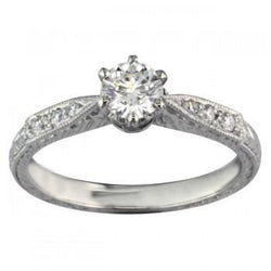 Sparkling Round Genuine Diamond Antique Style Ring 2.25 Carats White Gold 14K