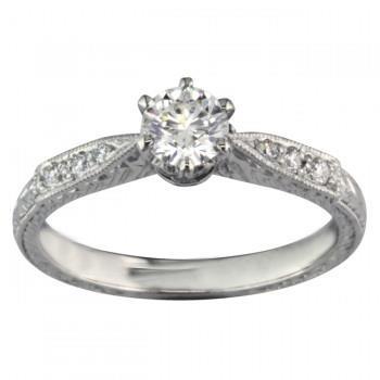 Sparkling Round Genuine Diamond Antique Style Ring 2.25 Carats White Gold 14K