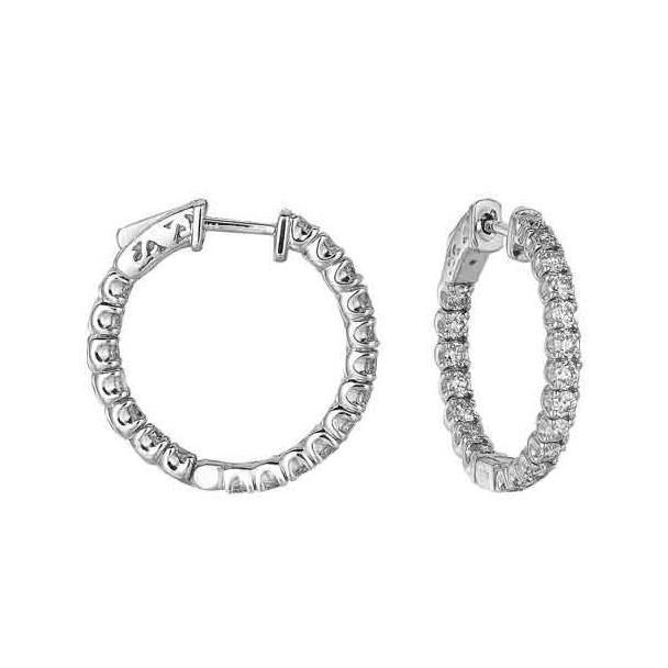 Sparkling Round Hoop Shaped Genuine Diamond Earrings 3.80 Carat White Gold 14K