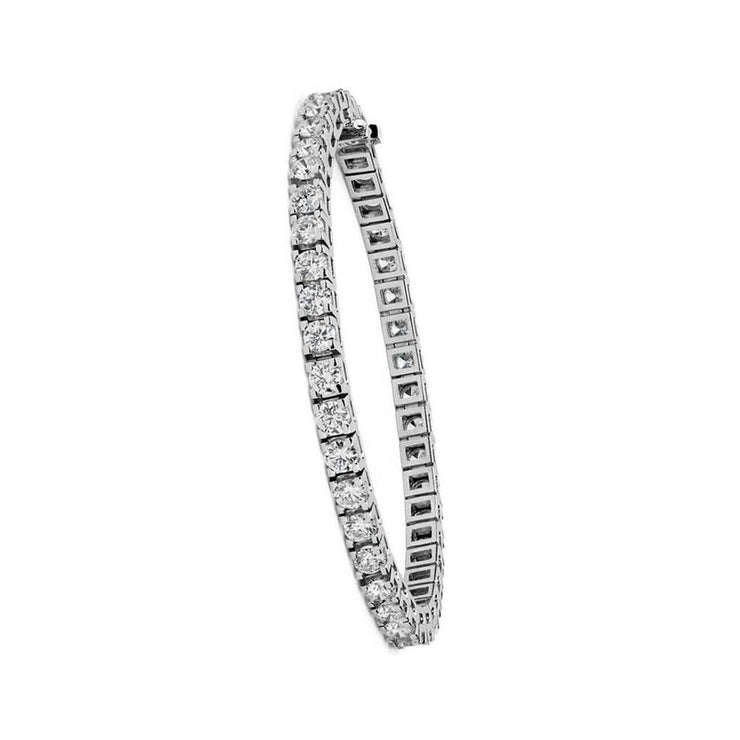 Sparkling Round Natural Diamond Tennis Bracelet Solid White Gold 14K 8.40 Ct