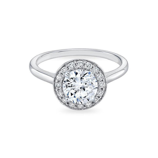 Sparkling Round Real Diamond Halo Ring 2.55 Carats White Gold 14K