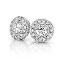 Sparkling Round Real Diamond Stud Halo Earrings 2.28 Carat White Gold 14K