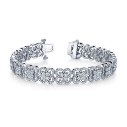 Sparkling Round Real Diamond Tennis Bracelet White Gold Women 9.10 Carats