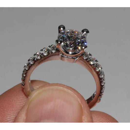 Sparkling Round Real Diamonds 2.76 Ct. Engagement Ring Gold New