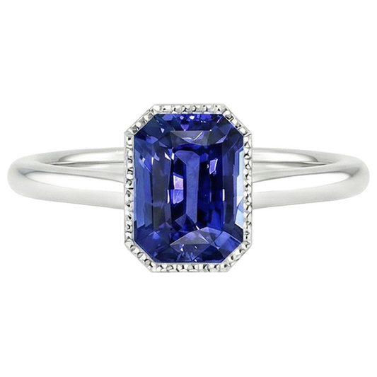Sparkling Sapphire Radiant Cut Gold Ring