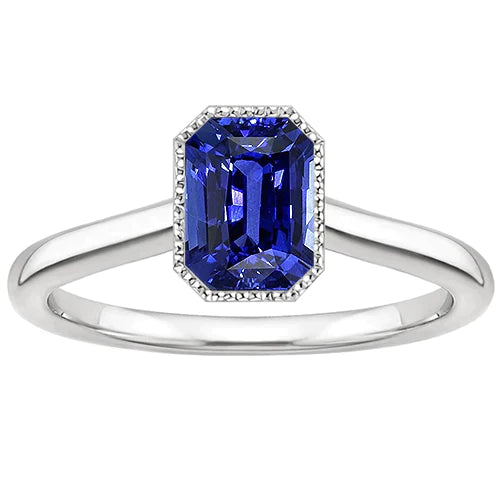 Sparkling Sapphire Radiant Cut Gold Ring