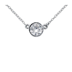 Sparkling Solitaire 1 Ct. Genuine Diamond Pendant Necklace White Gold 14K