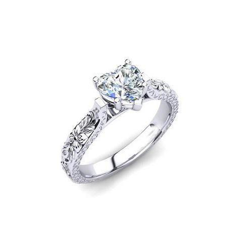 Sparkling Solitaire Heart Cut 2.25 Ct Genuine Diamond Engagement Ring