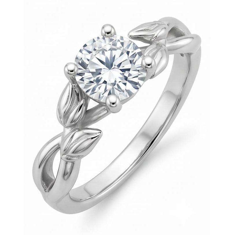 natural round diamond 2.50ct ring on white background