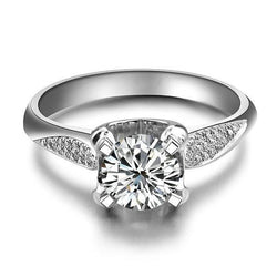 Sparkling Solitaire With Accent 2.70 Ct Natural Earth Mined Diamonds Ring White Gold 14K