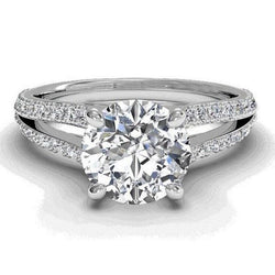 Sparkling Solitaire With Accent 3.50 Carats Real Diamond Engagement Ring