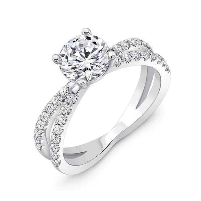 Sparkling Split Shank 4.10 Ct Real Diamond Engagement Ring White Gold