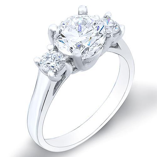 Sparkling Three Stone 1.90 Ct Real Diamonds Wedding Ring White Gold 14K