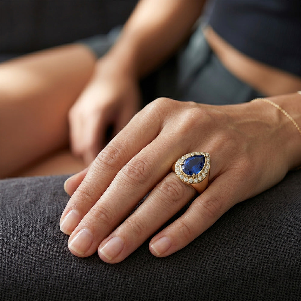 Sparkling VVS Clarity Blue Sapphire Precious Stone Ring – 3.75