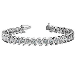 Sparkling White Gold Round Real Diamond S Style Tennis Bracelet 8.50 Carats