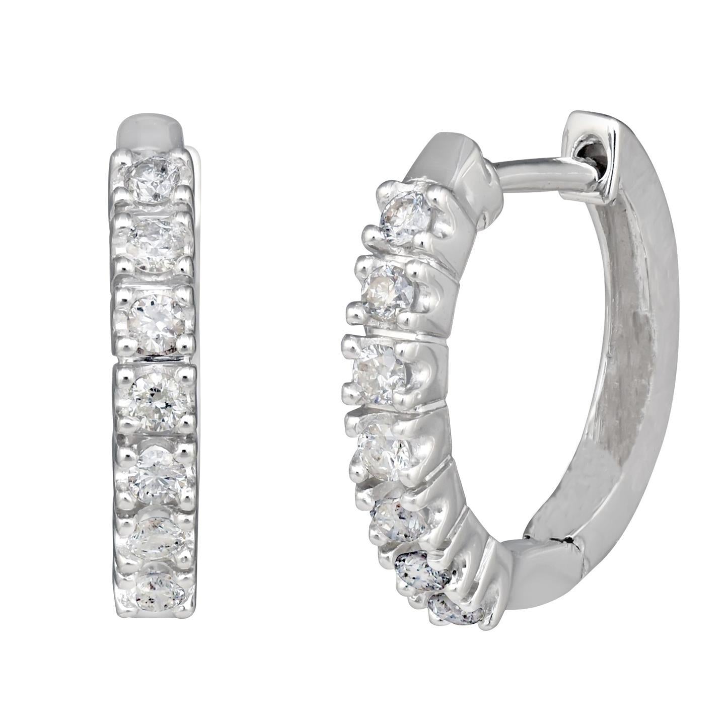 Sparkling Women Hoop Earrings 2.80 Carats Round Natural Diamonds White Gold