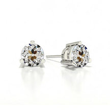 Diamond Old Mine Cut Stud Earrings in 14K White Gold – main view