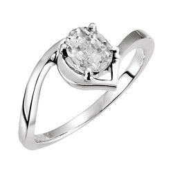 14K White Gold Brilliant Diamond Single Stone Ring – 3-ct Old